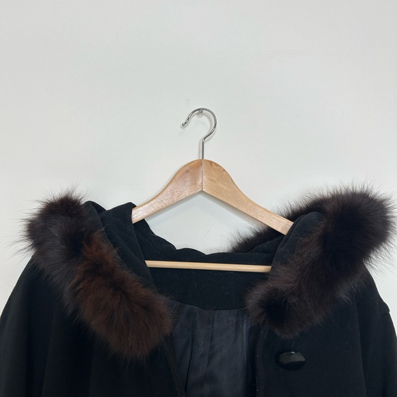 Vintage Wool Coat with Fur Trimmed Hood - Picture 9 of 12